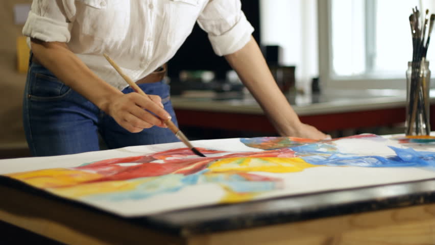 852x480 Stock Video Of Woman Artist Painting Watercolor Paints 2616551 - Woman Artist Painting
