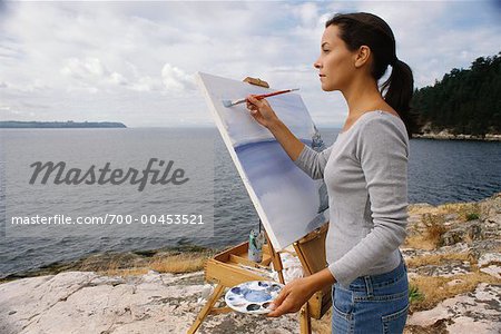 450x300 Woman Painting By Water - Woman Artist Painting