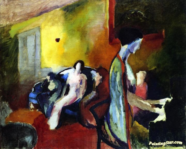 720x576 Interior With Woman At Piano Artwork By Arthur B. Carles Oil - Woman At Piano Painting