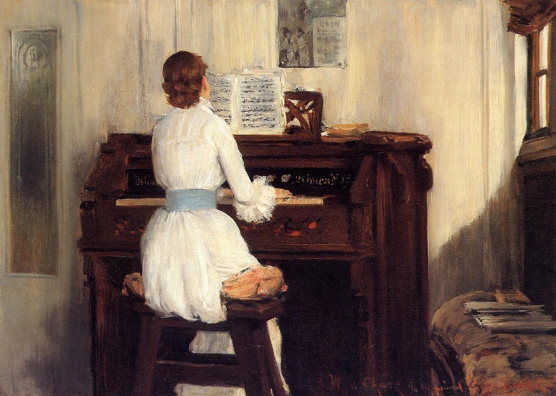 1133x807 Mrs Meigs - Woman At Piano Painting
