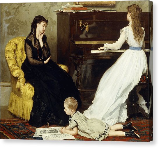546x509 Woman Playing Piano Canvas Prints Fine Art America - Woman At Piano Painting