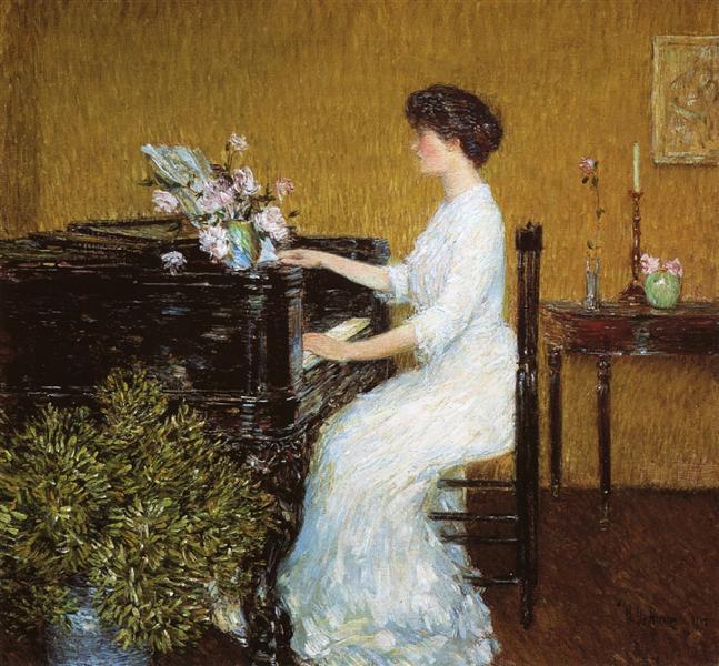 647x600 At The Piano, 1908 - Woman At Piano Painting