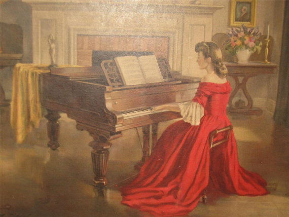 570x428 Dr. Kay - Woman At Piano Painting