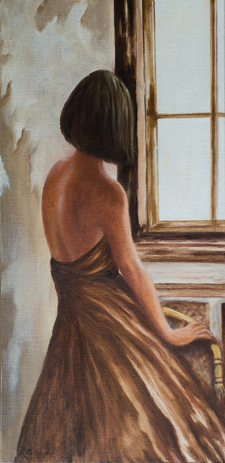 439x900 Woman In The Window Painting By Ruthe Dawes - Woman At The Window Painting
