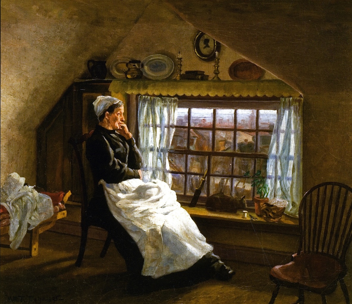 1183x1024 Woman By The Window Painting William Trego Oil Paintings - Woman At The Window Painting
