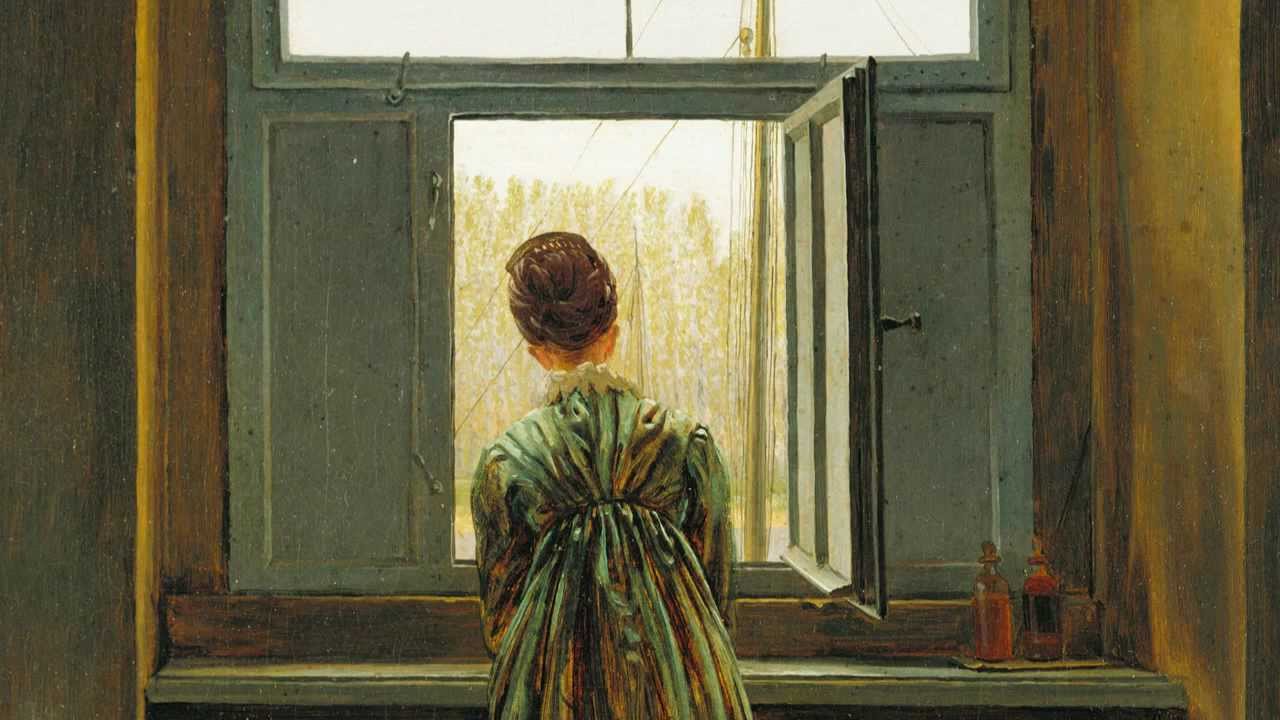 1280x720 Friedrich, Woman - Woman At The Window Painting
