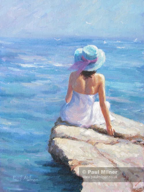 500x666 Paul Milner Artist - Woman By The Sea Painting
