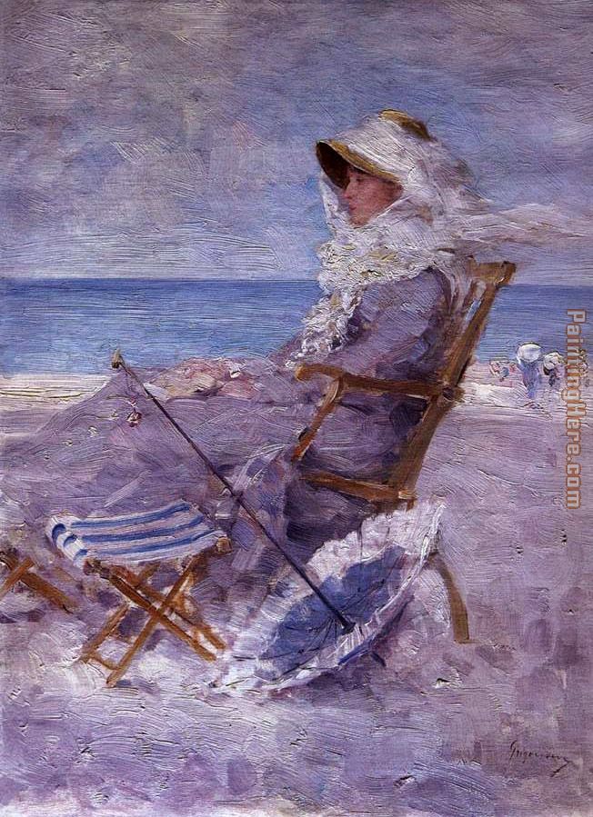 652x899 Unknown Artist Woman On The Sea Shore Painting Anysize 50% Off - Woman By The Sea Painting
