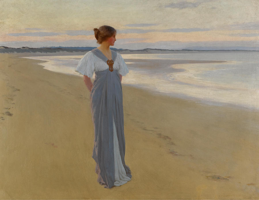 900x694 Woman By The Sea Painting By Sir William Russell Flint - Woman By The Sea Painting