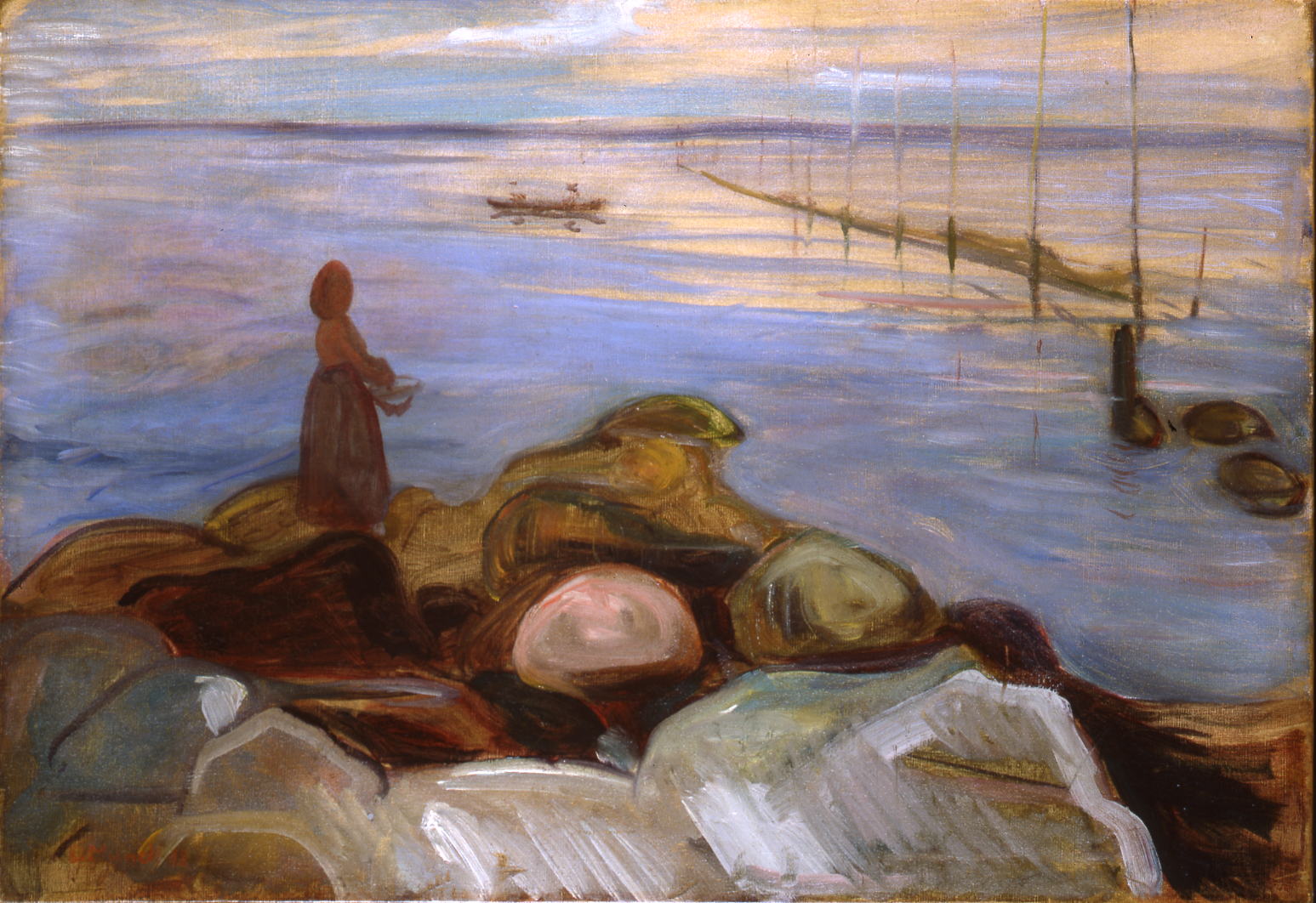 1547x1062 Edvard Munch - Woman By The Sea Painting