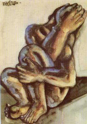 300x425 Woman Crying 1949 Painting Fernando Botero Oil Paintings - Woman Crying Painting