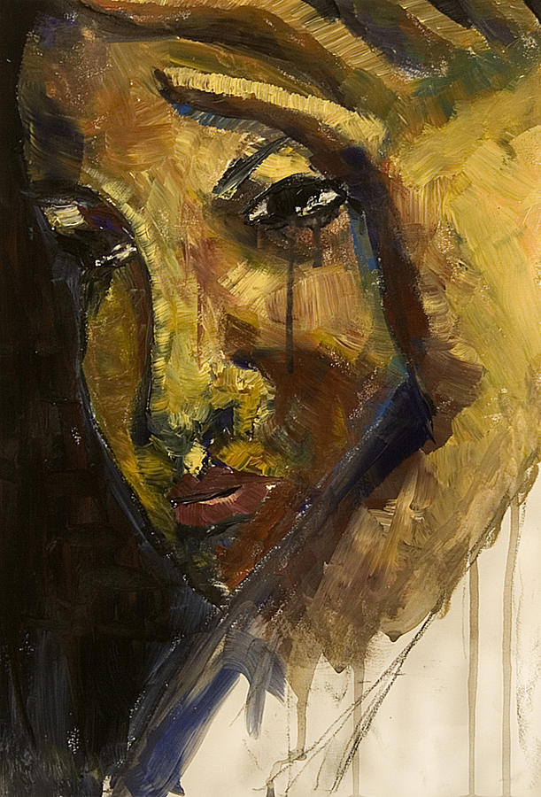 611x900 Crying 2 Painting By Michelle Key - Woman Crying Painting