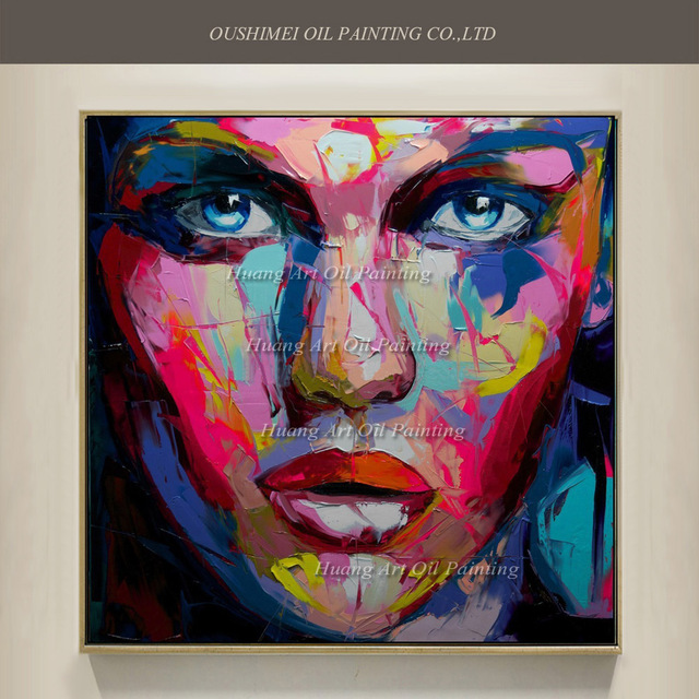 640x640 Pop Art Hand Painted Girl Portrait Oil Painting On Canvas Abstract - Woman Face Oil Painting