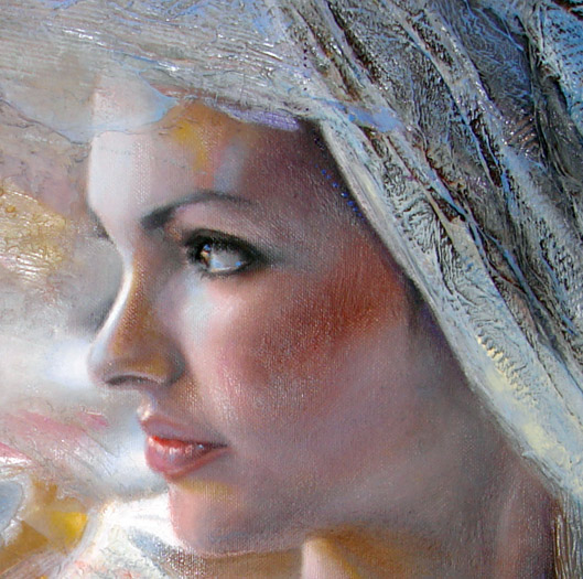 529x525 Beautiful Woman, Oil Portrait With Harmony In Purple - Woman Face Oil Painting