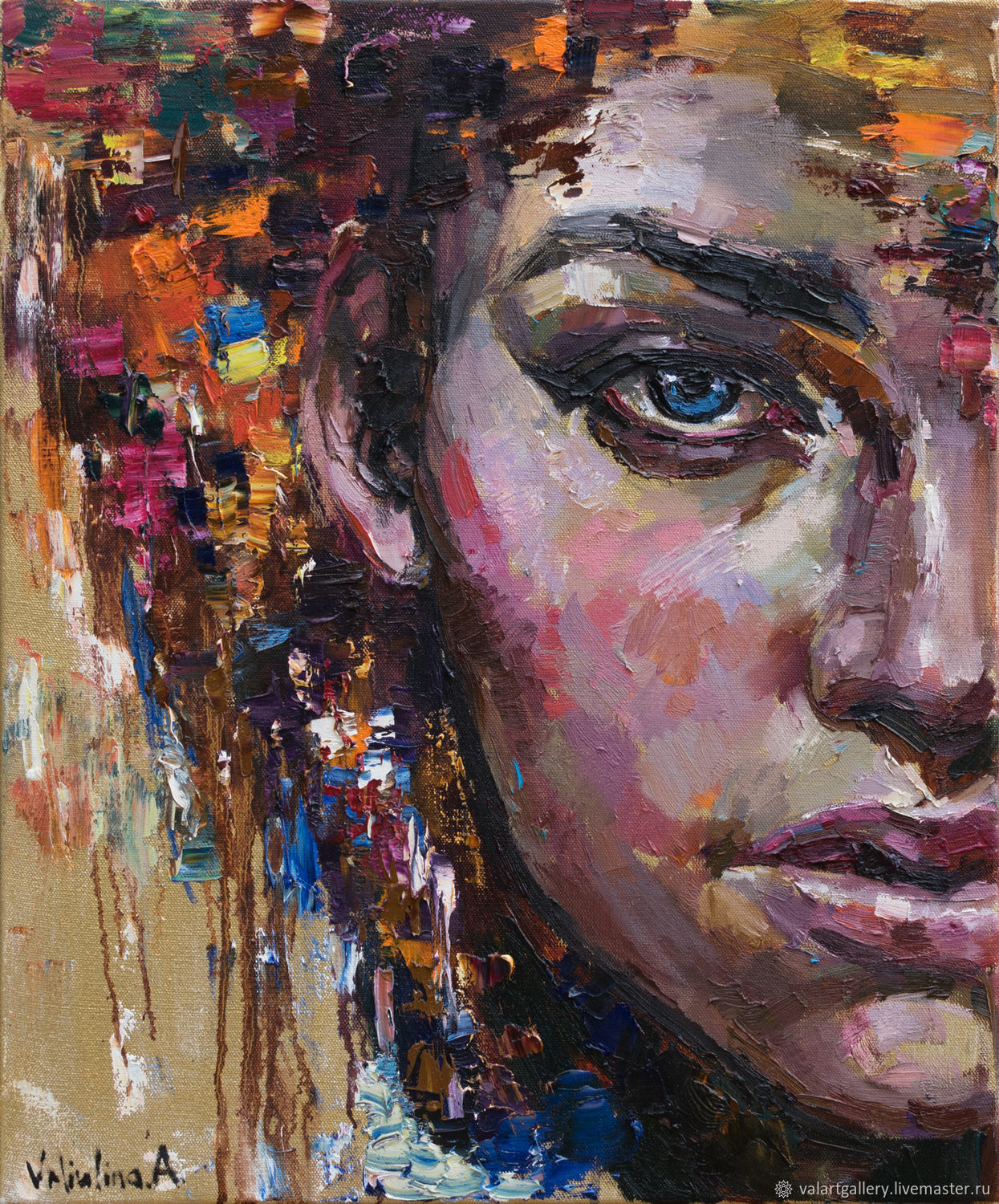 1245x1500 Behind Blue Eyes Woman Face Abstract Portrait Shopline - Woman Face Painting