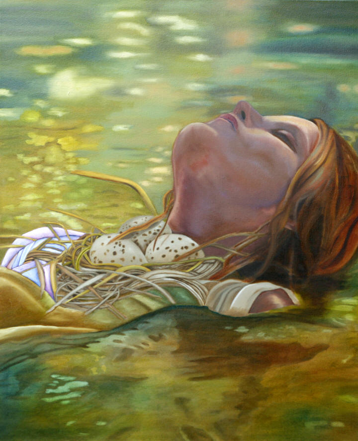 720x887 Woman Floating In Water Painting Water - Woman Floating In Water Painting