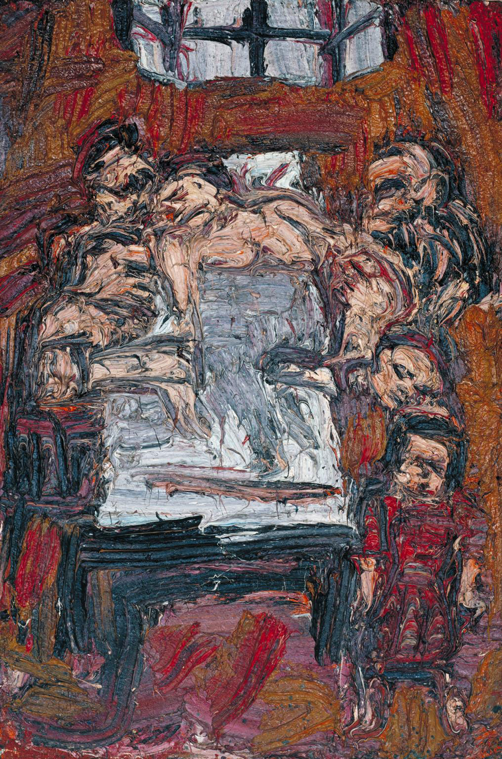 1016x1536 Leon Kossoff Woman Iii In Bed Surrounded By Family Art Blart - Woman III Painting