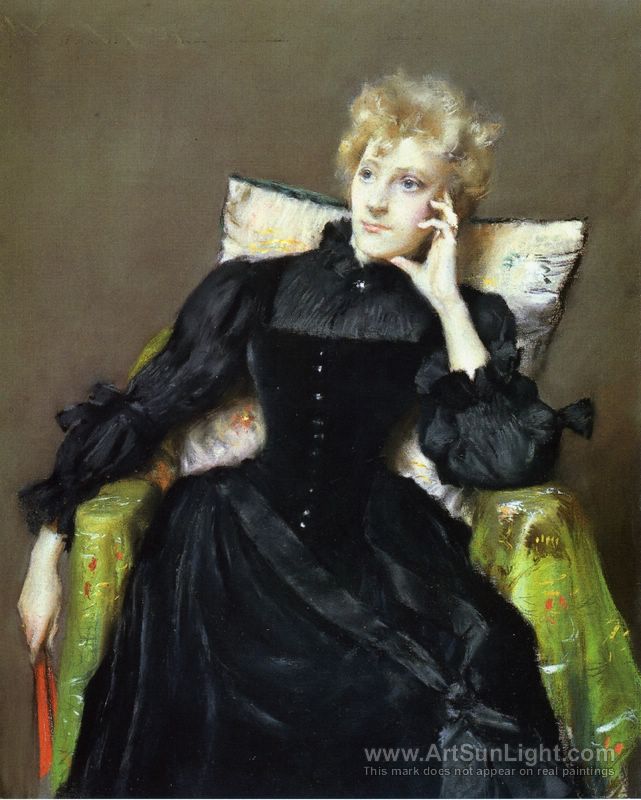 641x800 Seated Woman In Black Dress 1890 - Woman In Black Dress Painting