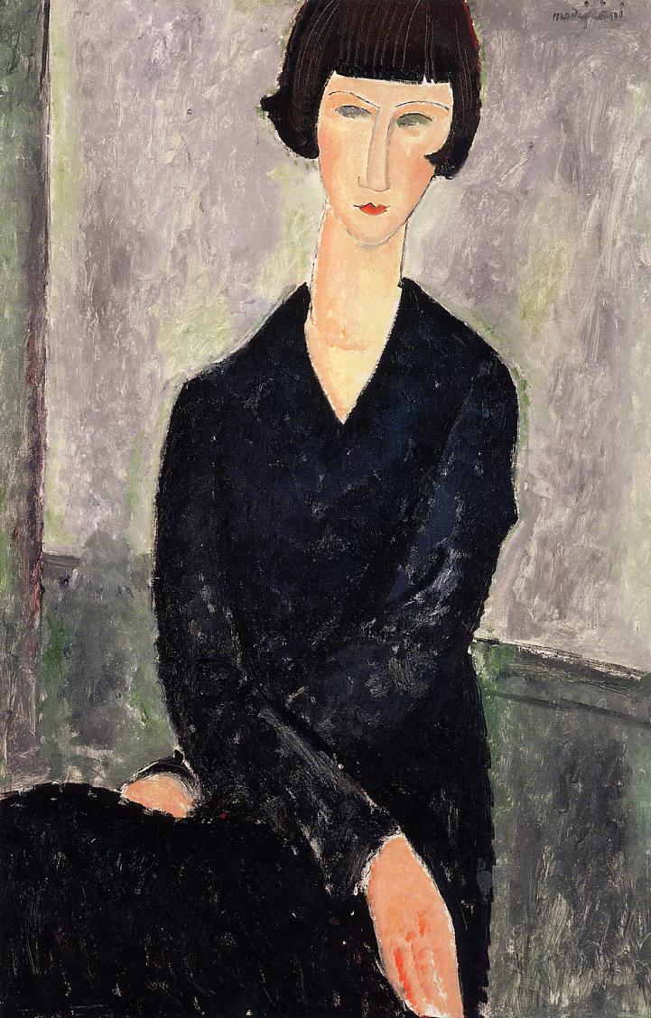 721x1128 The Black Dress Amedeo Modigliani Oil Painting For Sale Online - Woman In Black Dress Painting