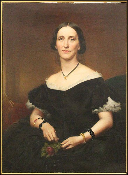 438x600 Robert Frain (British, Flourished 1830 1870) Portrait - Woman In Black Painting