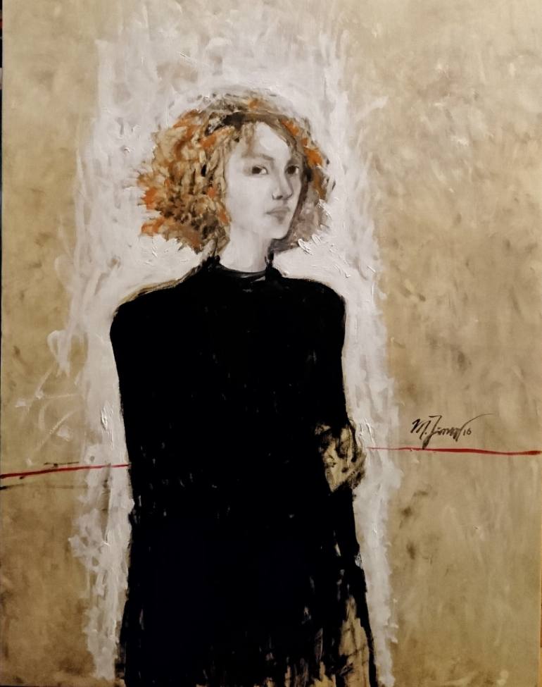 770x975 Saatchi Art Woman In Black Painting By Maya Jimsheleishvili - Woman In Black Painting