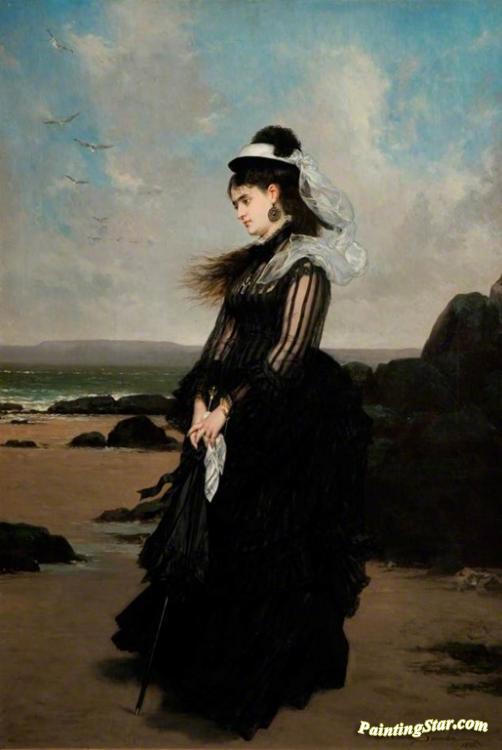 502x750 Woman In Black, 1873 Artwork By Jules Emile Saintin Oil Painting - Woman In Black Painting