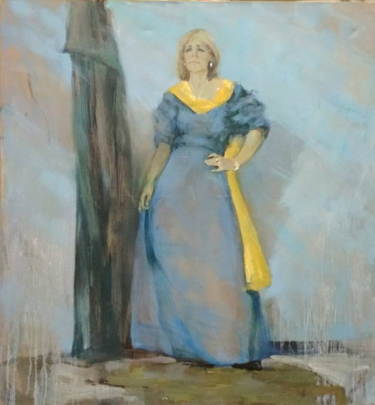 770x831 Saatchi Art The Woman - Woman In Blue Dress Painting