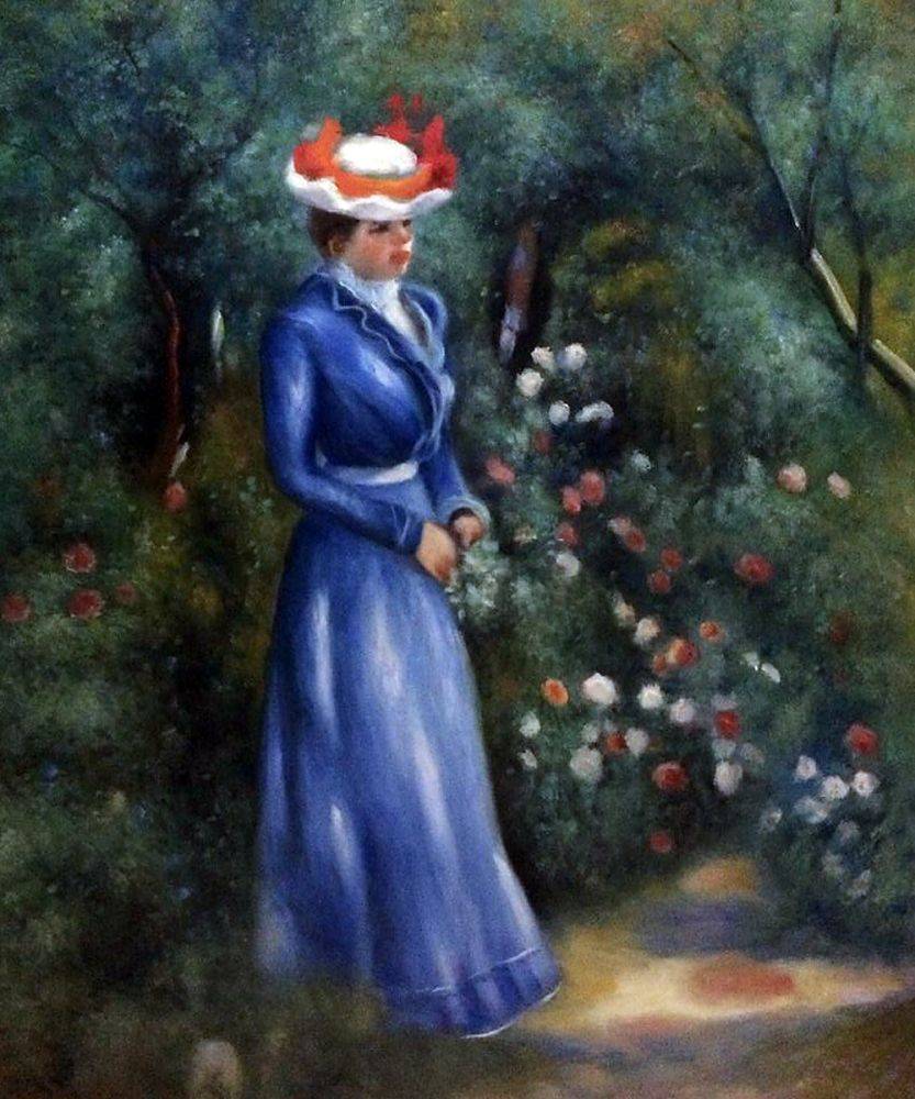 833x1000 Wall Art Renoir - Woman In Blue Dress Painting