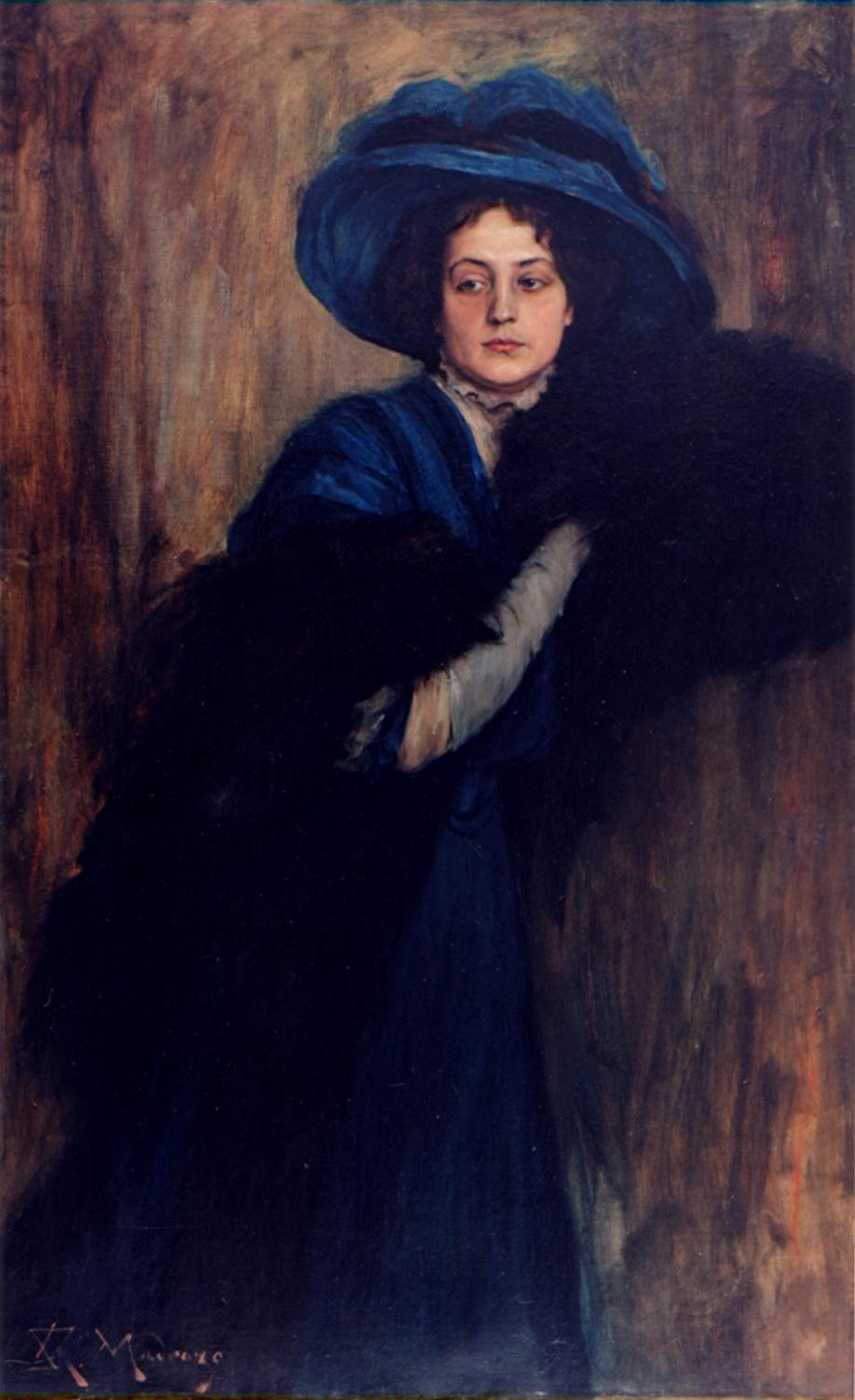 917x1500 Portrait Of A Woman In Blue - Woman In Blue Painting