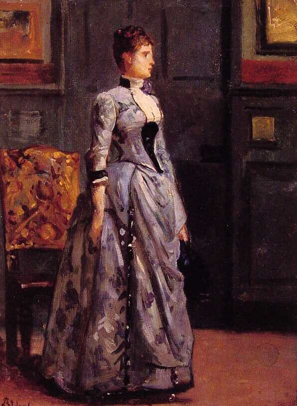 596x814 Portrait Of A Woman In Blue Painting Alfred Stevens Oil Paintings - Woman In Blue Painting