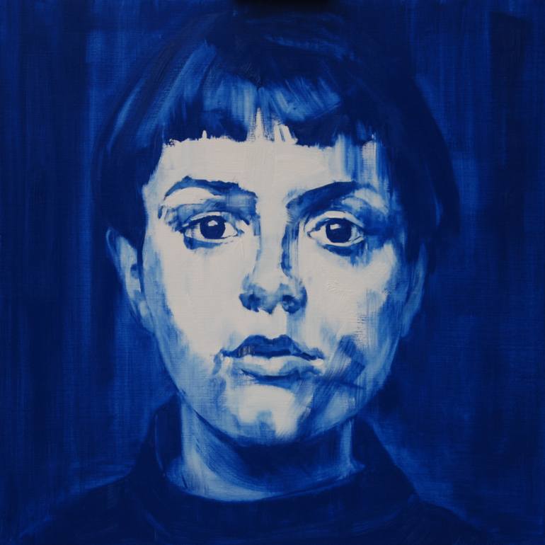 770x770 Saatchi Art Woman In Blue Painting By Lucia Knops - Woman In Blue Painting