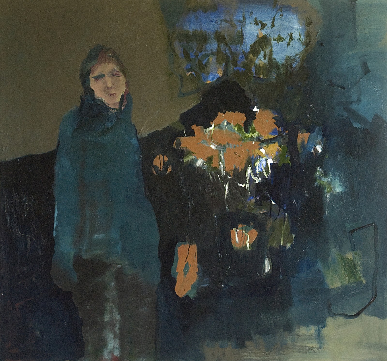 1600x1493 Woman In Blue By Jennifer Hornyak Oeno Gallery - Woman In Blue Painting