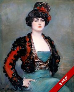 240x300 Beautiful Young Spanish Woman In Red Black Amp Blue Painting Art - Woman In Blue Painting