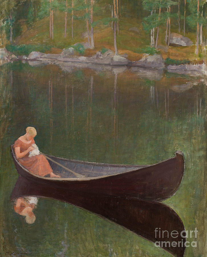 726x900 Woman In Boat Painting By Celestial Images - Woman In Boat Painting