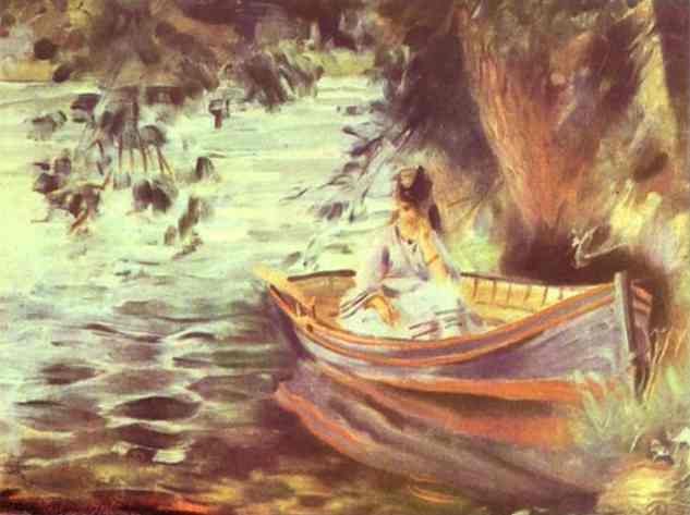 633x473 Woman In A Boat - Woman In Boat Painting