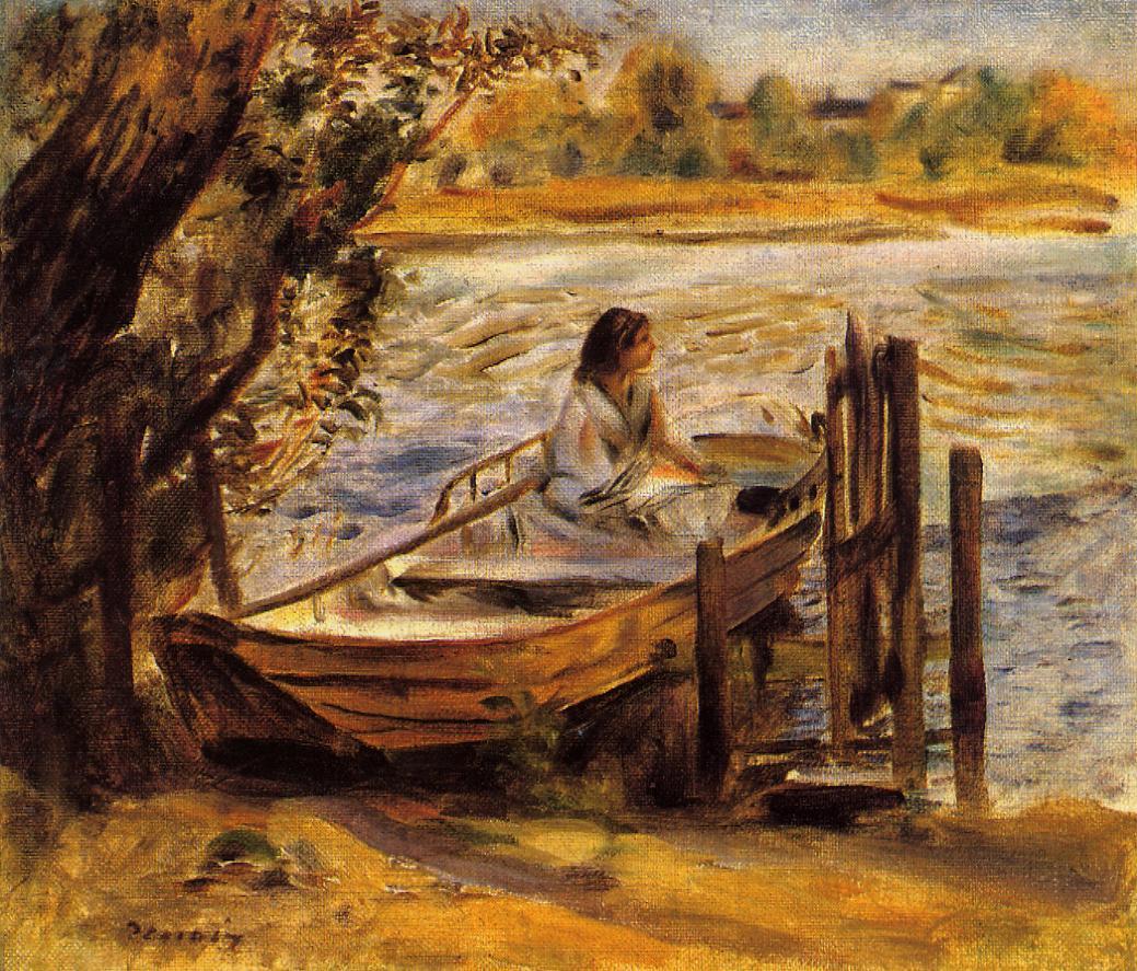 1039x887 Young Woman In A Boat (Aka Lise Trehot) 1870 Painting Pierre - Woman In Boat Painting