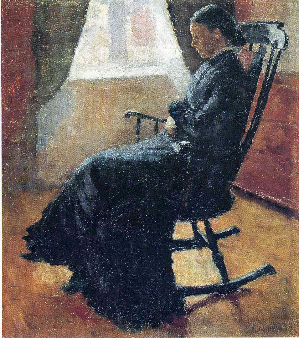955x1080 Woman In Rocking Chair - Woman In Chair Painting
