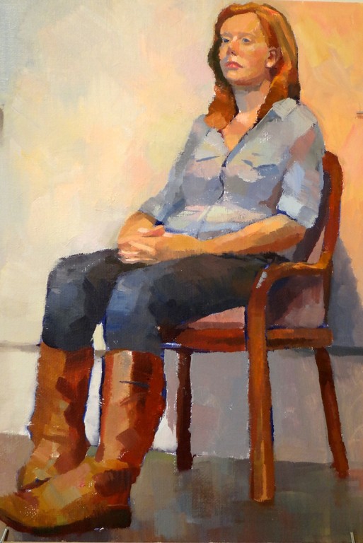 513x768 Self Portrait On The Road With Jim And Mary - Woman In Chair Painting