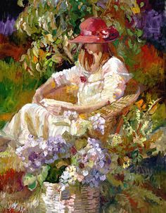 Woman In Garden Painting