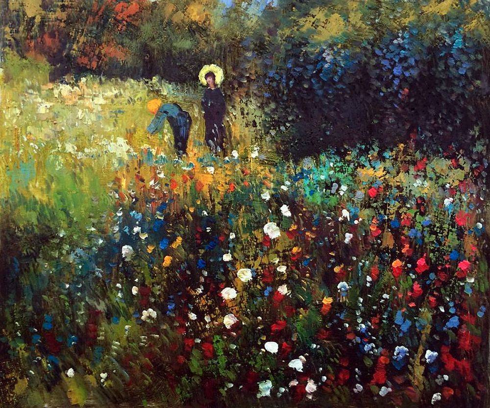 1000x833 Renoir's Woman With A Parasol In A Garden Reproduction - Woman In Garden Painting