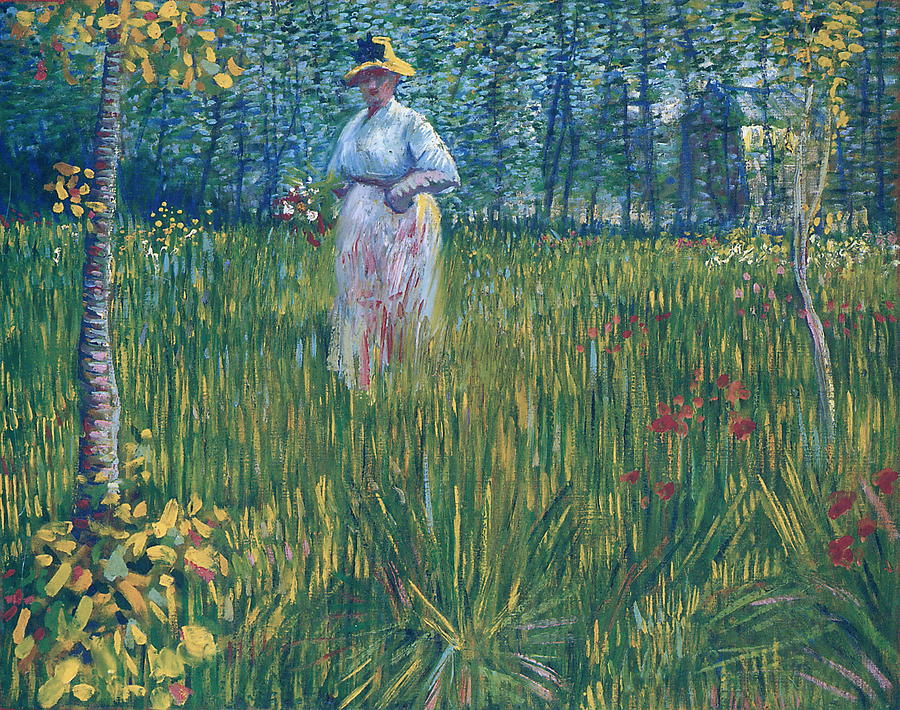 900x710 Woman In The Garden Painting By Vincent Van Gogh - Woman In Garden Painting