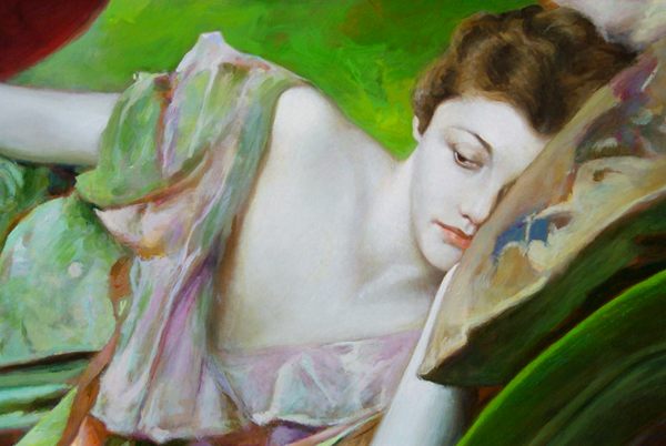 600x402 Paintings Amp Drawings Jeff Barson - Woman In Green Dress Painting