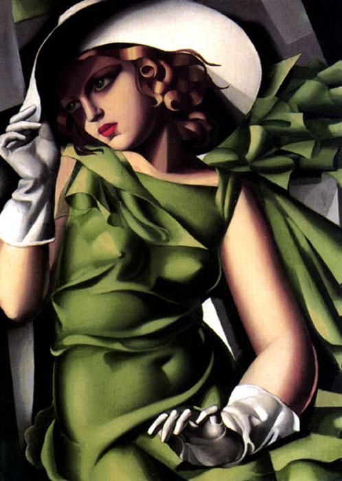 498x701 Tamara De Lempicka Girl In A Green Dress Painting (My Favorite - Woman In Green Dress Painting