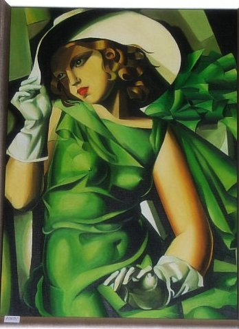 348x478 Tamara De Lempicka Young Lady In Green Dress Dscf8868 - Woman In Green Dress Painting