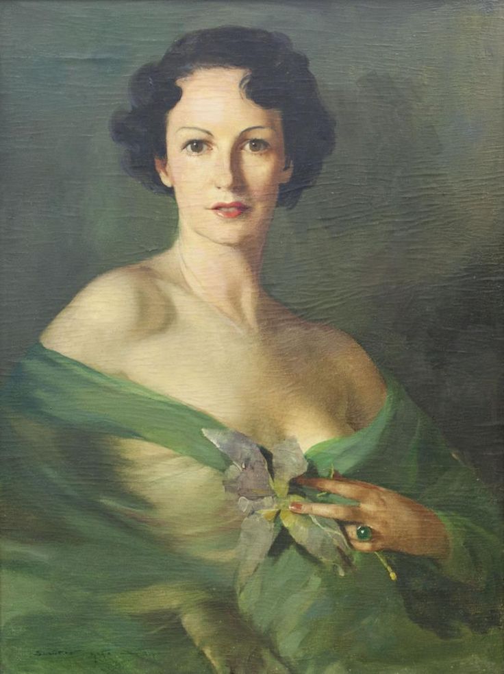 736x983 The 411 Best Art - Woman In Green Dress Painting