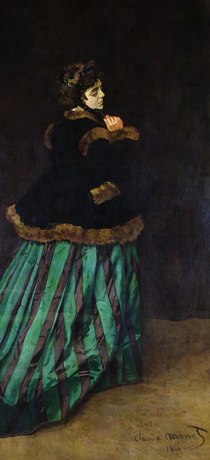 412x900 The Woman In The Green Dress Painting By Claude Monet - Woman In Green Dress Painting