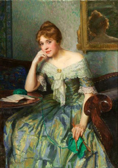 408x579 Woman In Green History And Other Thoughts - Woman In Green Dress Painting