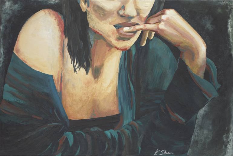 770x515 Saatchi Art Large Original Painting Figurative Art Woman Female - Woman In Green Painting