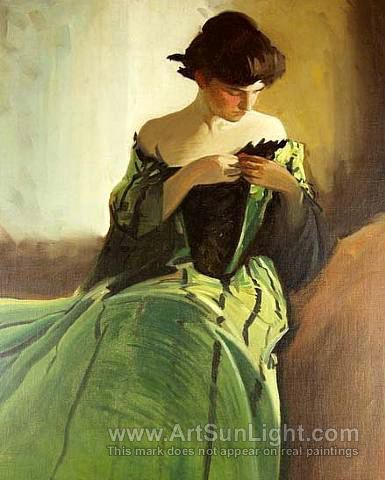 385x480 Woman In Black And Green, Study - Woman In Green Painting