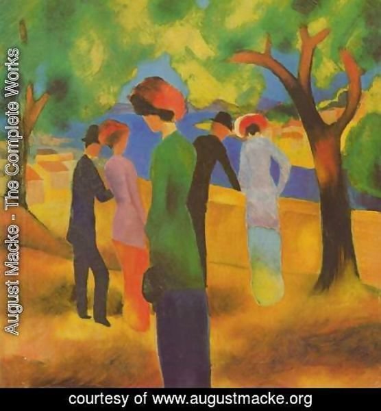 556x600 August Macke - Woman In Green Painting